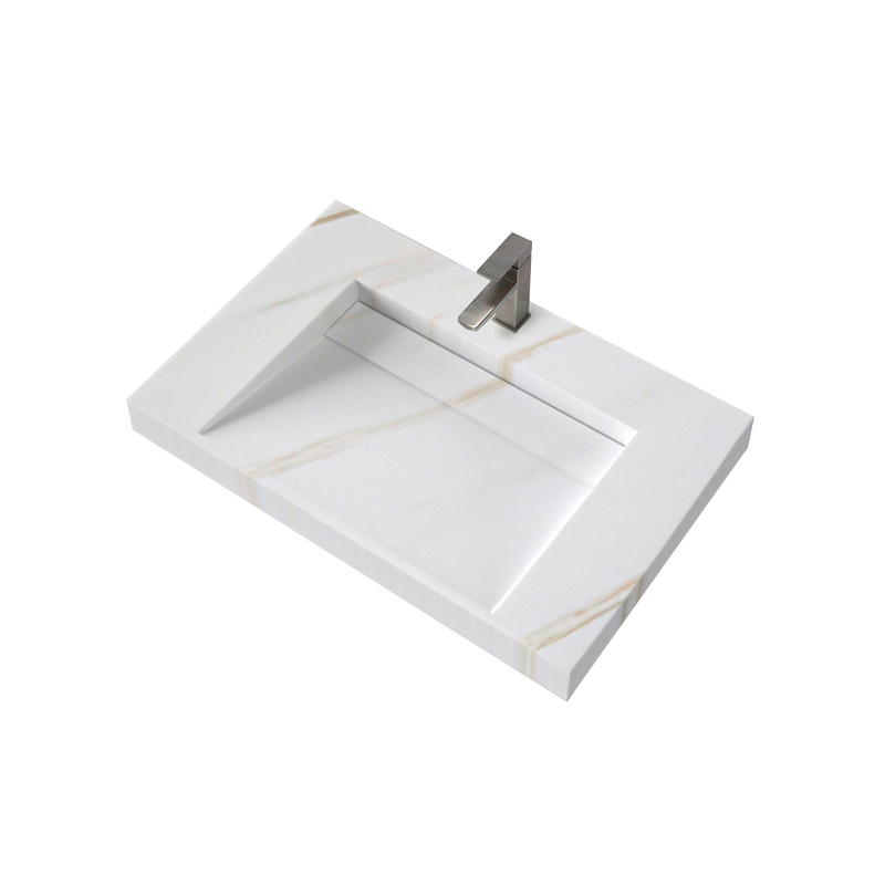 Slope Artificial Stone Wall-Mounted Bathroom Solid Surface Vanity Wash Hand Basin Sink