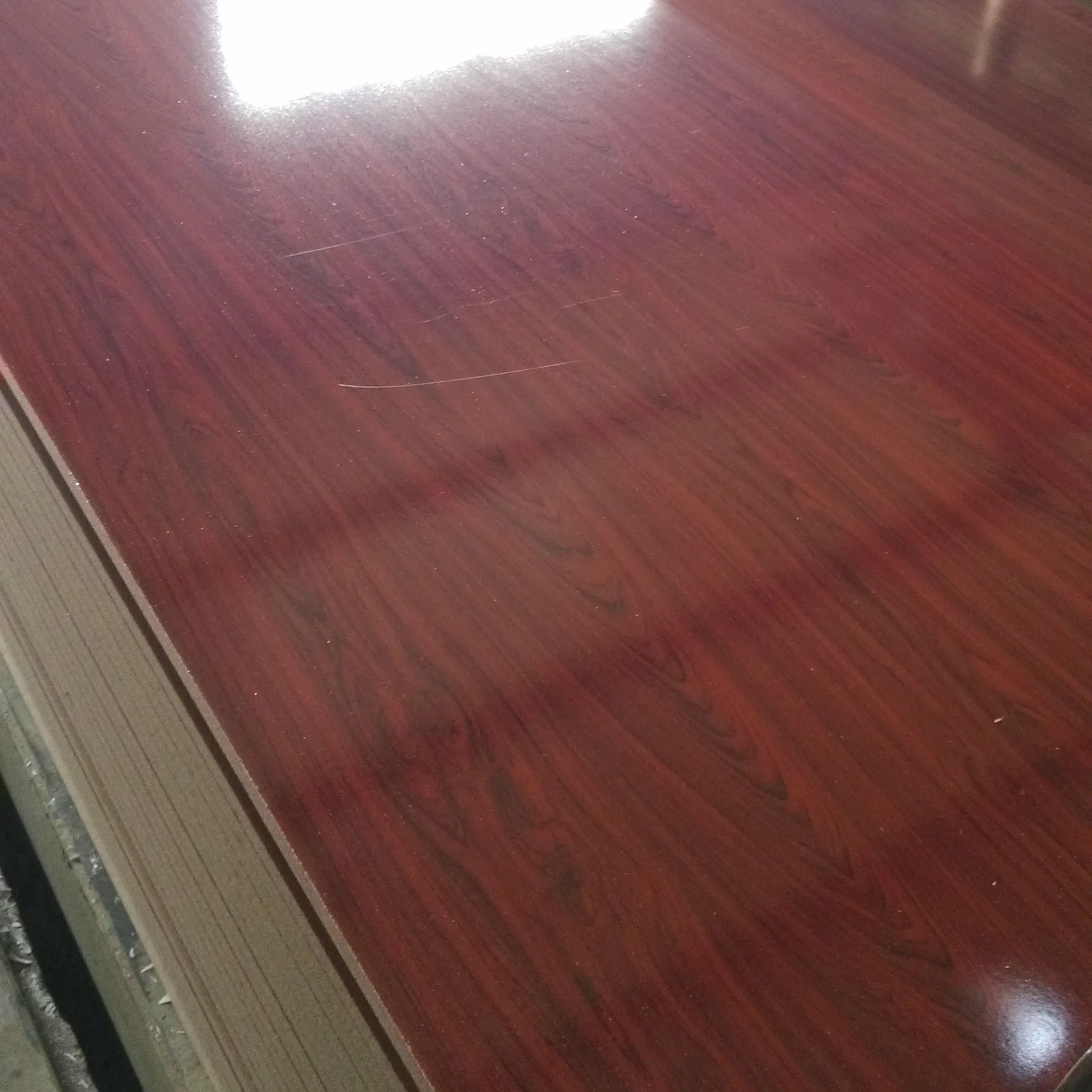 Oak Wood Grain Veneered MDF Board in Red for Both Sides Laminated