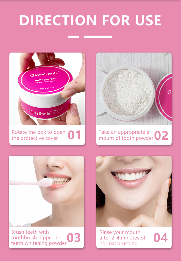 New Formula Organic Whitening Teeth Powder 30g Mint Pap Teeth Whitening Powder Private Label