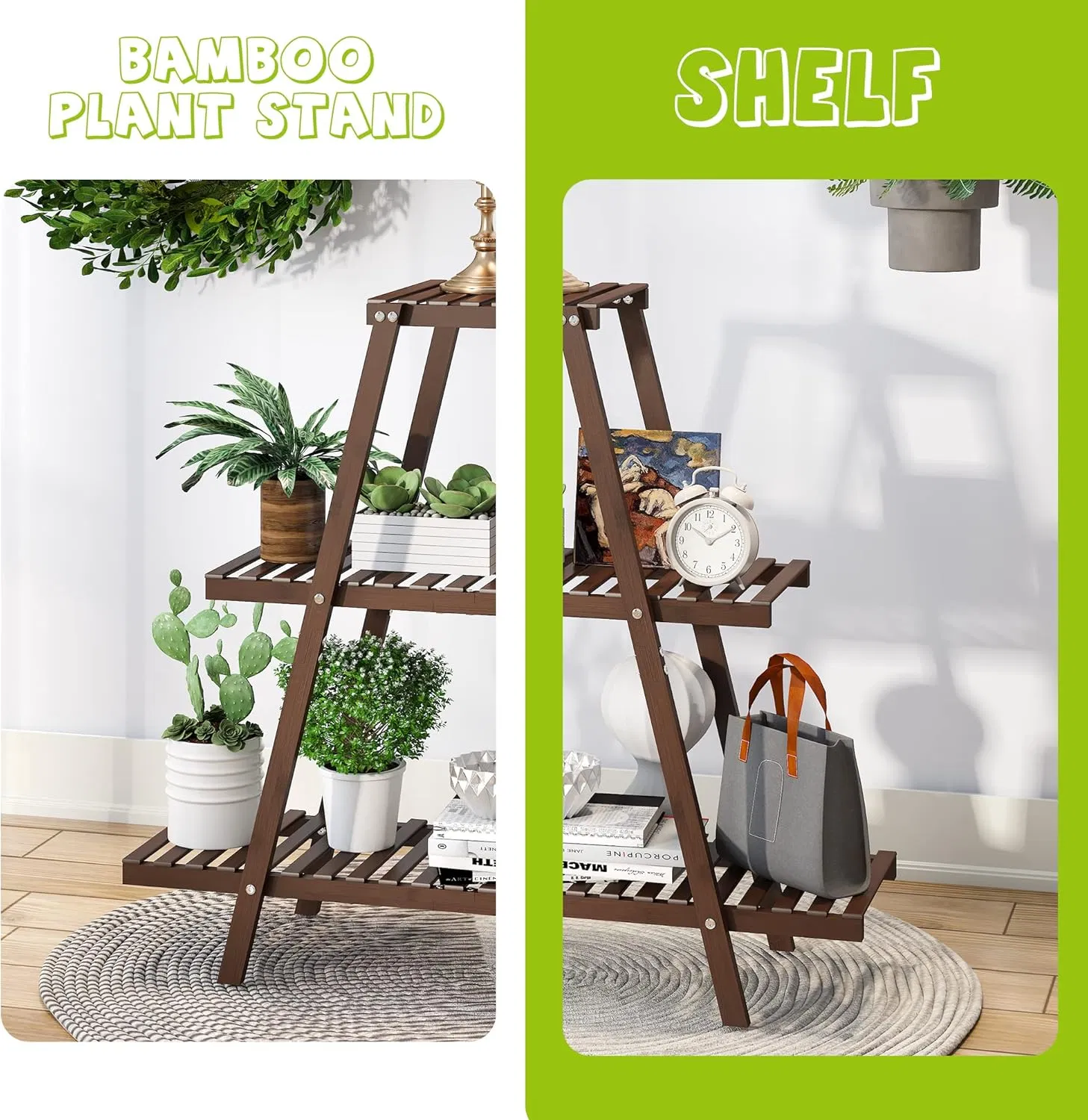 Bamboo Home Creative Balcony Succulent Plant Shelving Flower Racks