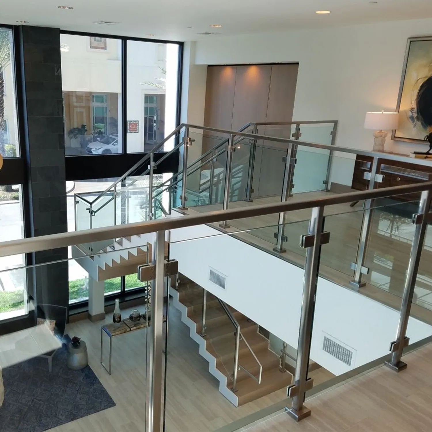 Unikim Factory Stainless Steel Glass Stair System Balcony Railing with CE