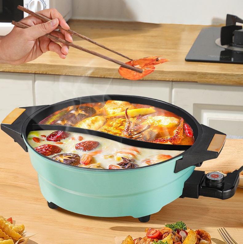 Electric Cooking Pot Multifunctional Two Flavors Electric Hot Pot with Double Ears
