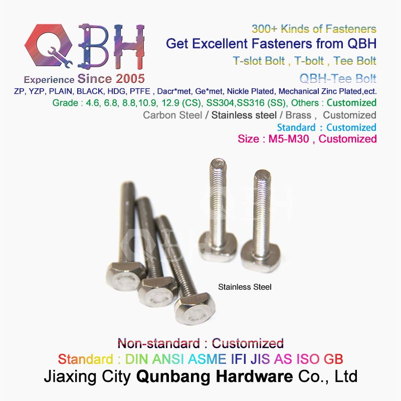 Qbh Stainless Steel SS304 SS316 T Sliding Slot T-Sliding Bolt