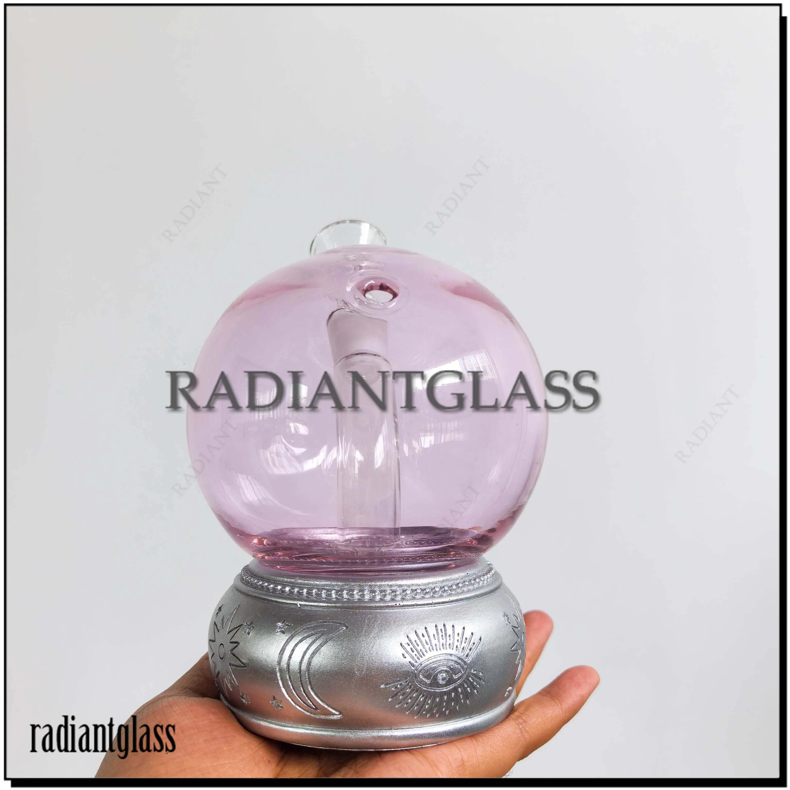 Purple Pink Crystal Ball Glass Water Pipe Moon and Stars Base Good Quality Wholesale Glass Smoking Pipe with Fast Shipping