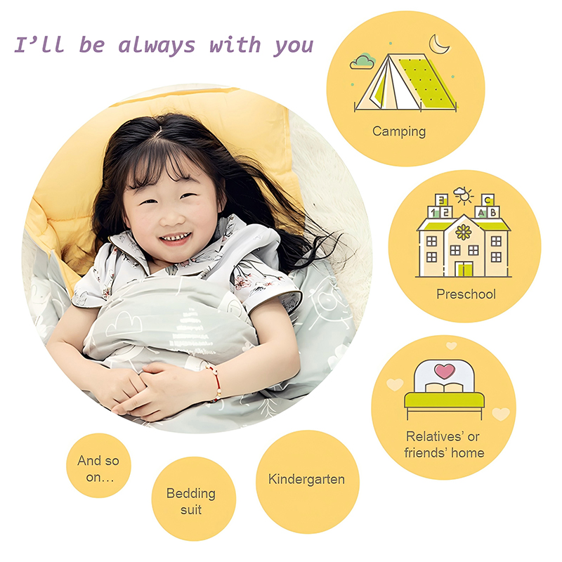 100% Cotton Sleeping Bag Preschool Daycare Toddler Nap Mat with Pillow