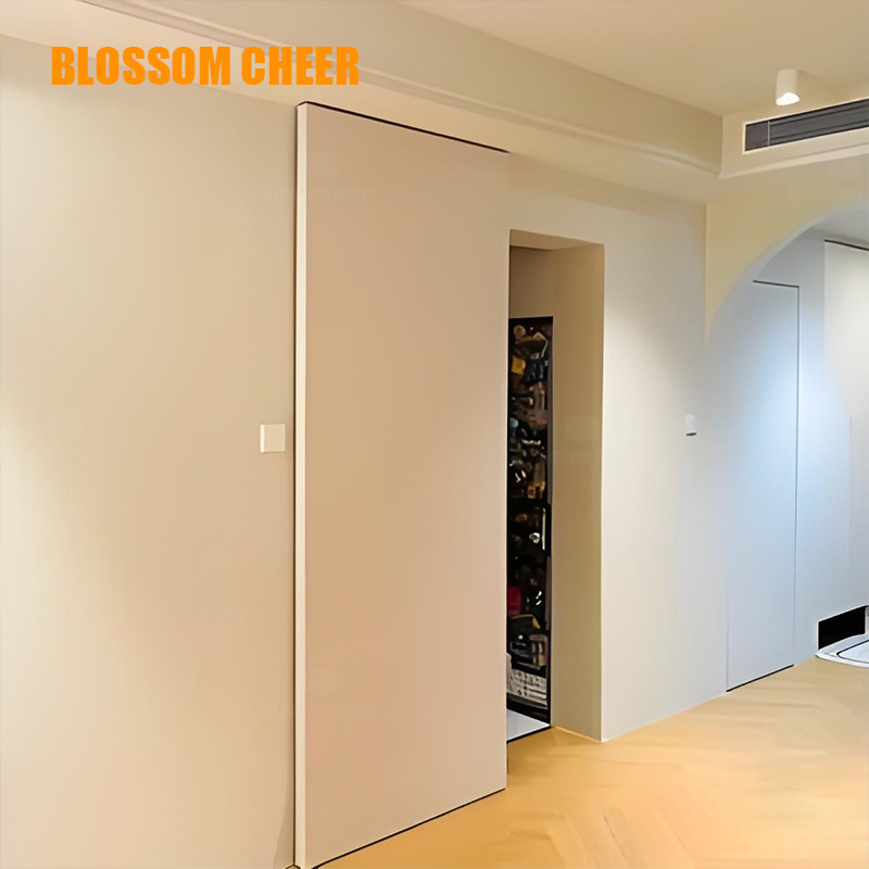 Wall Mount Sliding Engineered Wood Ghost Door with Frameless Wood Door System