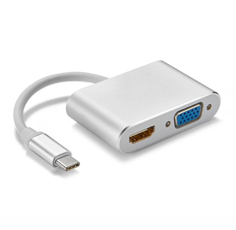 Multi-Display Type C Hub with HDMI and VGA Outputs