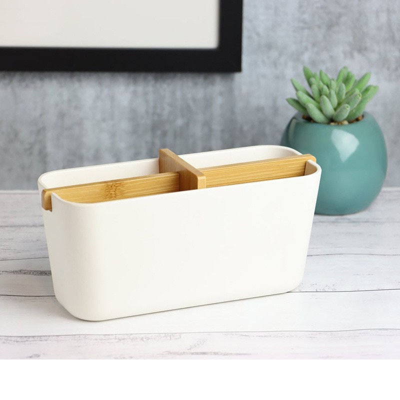 Modern Detachable Rectangle Design Bamboo Wood Desktop Organizer with Compartments