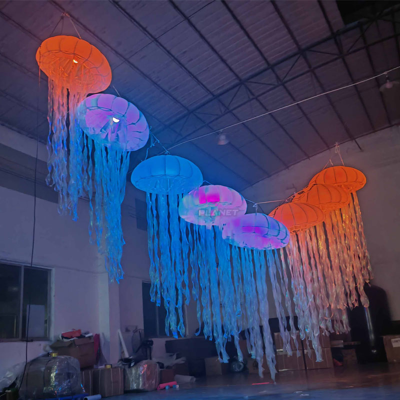 Large Hanging Decorative LED Light Inflatable Jellyfish for Event
