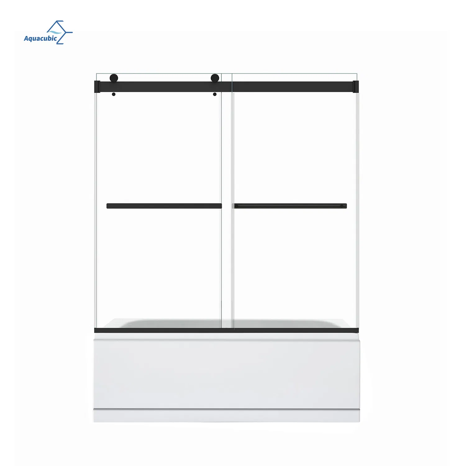 Factory Bathroom Stainless Steel Frameless Single Sliding Tempered Glass Black Shower Cabin for Bath Tub
