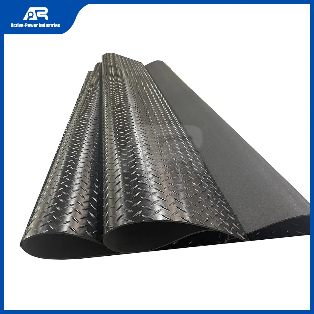 Active-Power Industries Rubber Kitchen Floor Mat Factory China Checker Five Bar Diamond Willow Leaves Rubber Garage Plate Flooring