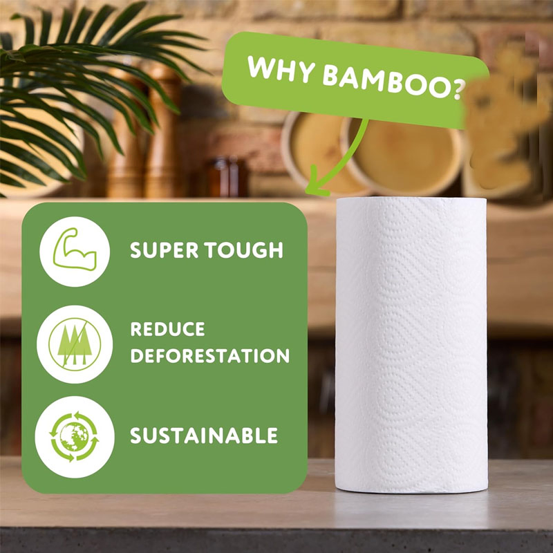 Eco-Friendly High Water Absorption OEM Customized Virgin Wood Pulp 2 Ply Kitchen Roll Paper Towel