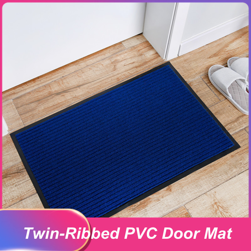 Large Durable Heavy Duty Vinyl Outdoor Indoor Mat, Waterproof Wearproof Easy Clean Striped Floor Door Mat for Entrance, Hallway, Kitchen, Patio