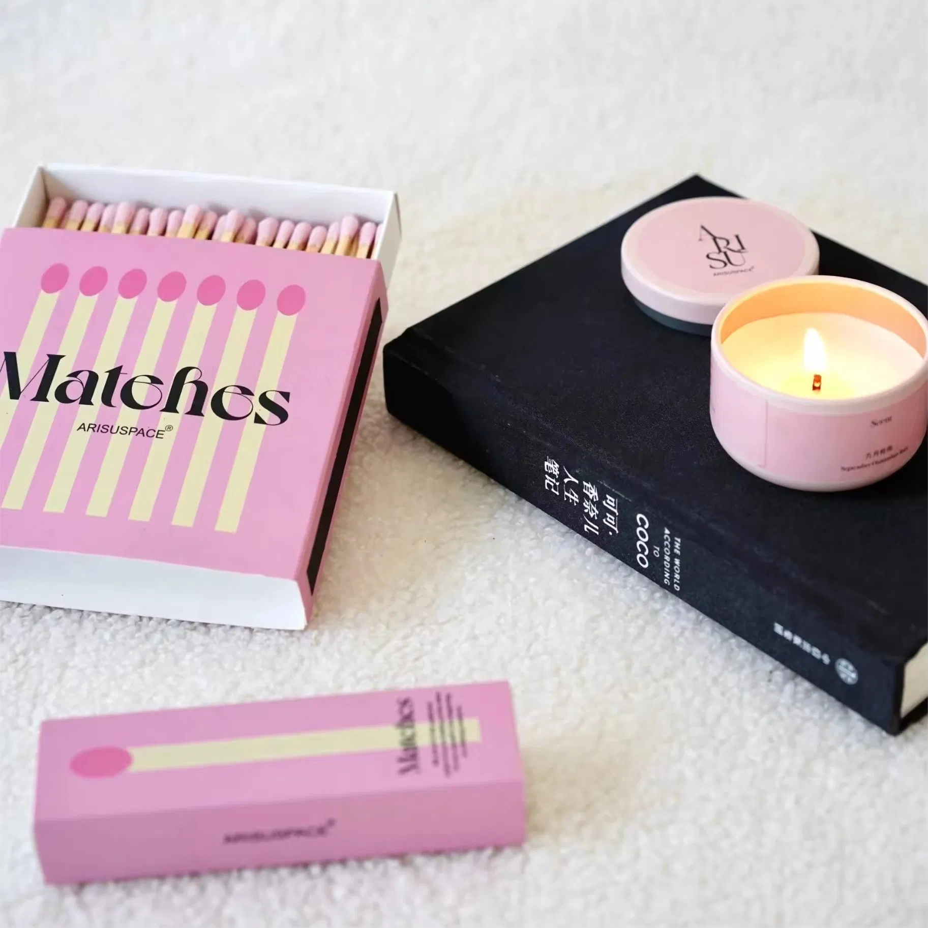 Aromatherapy Candle Matches Pink Box Matches Advanced Personalized Customization Logo Pink Extra Long Sticks Matches