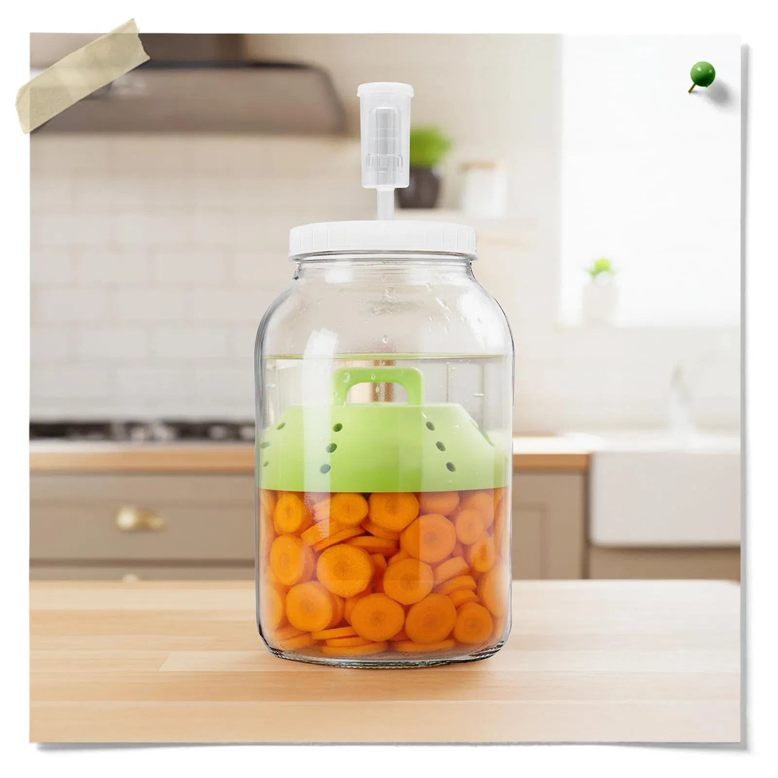 Silicone Fermentation Jar Lid for 6.3 Inch Jars, Keeps Vegetables Submerged