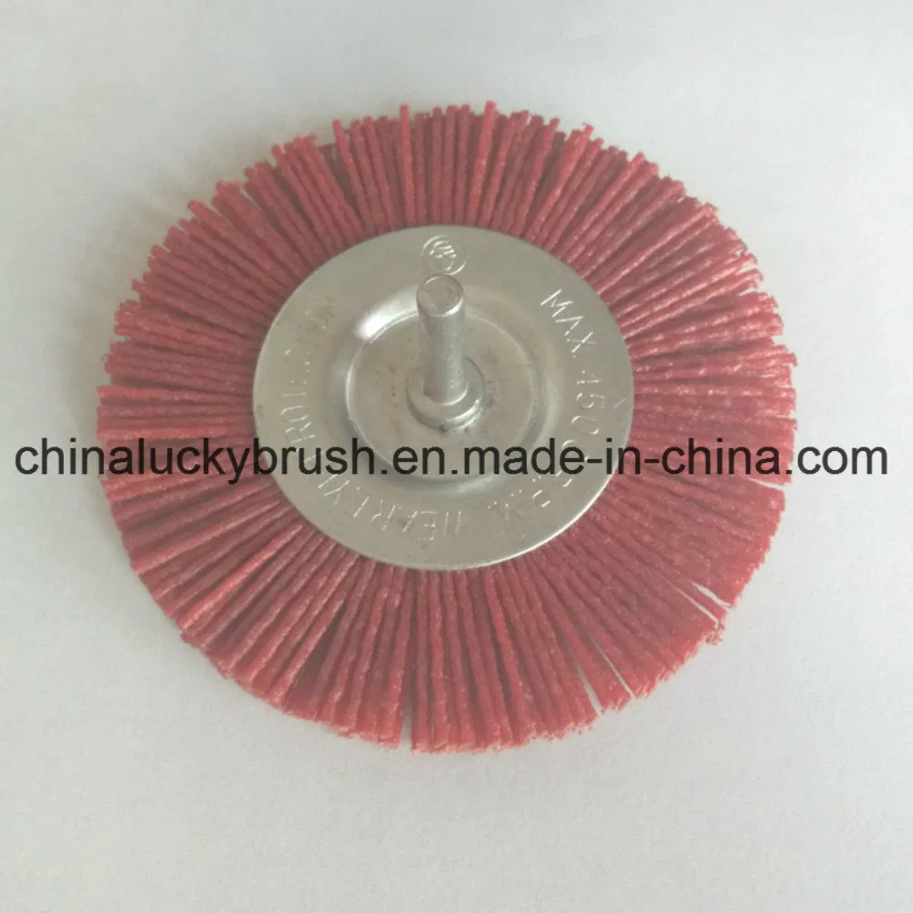 Red Colour Nylon Abrasive Shaft Wheel Brush (YY-047)