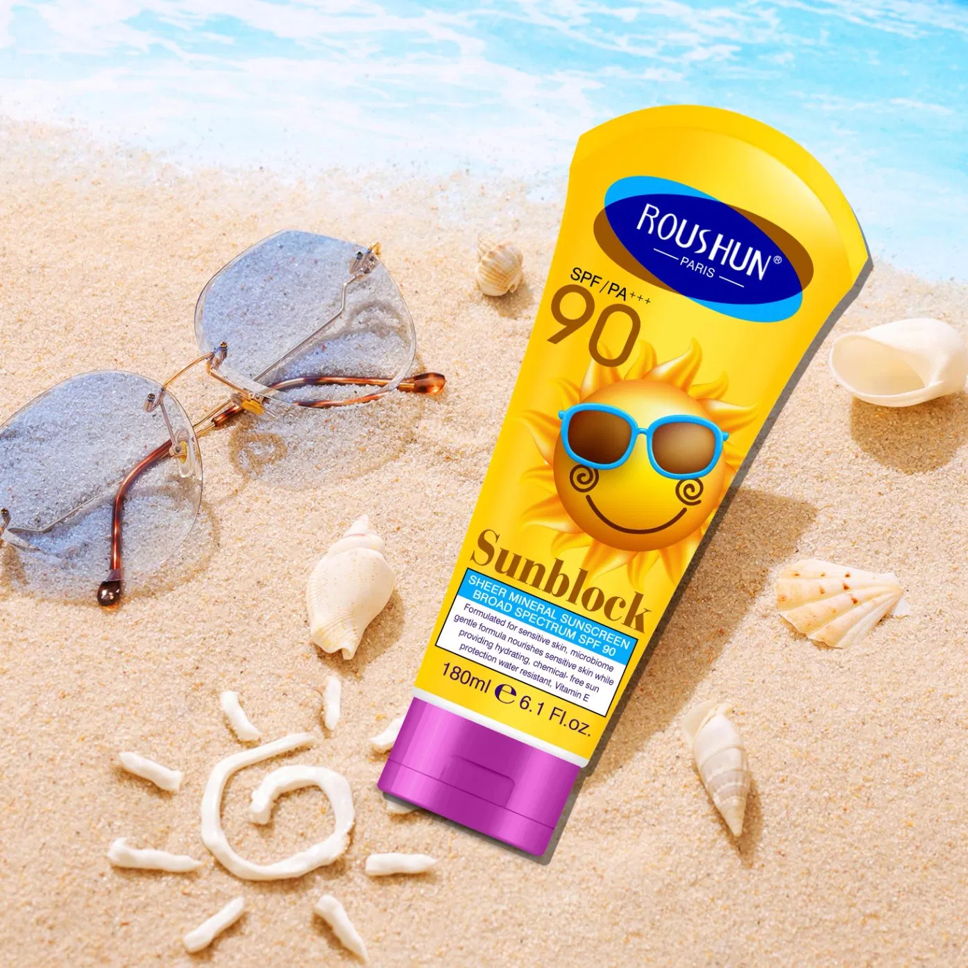 Roushun Sun Cream Protection SPF90 Soothing Sun Block Cream