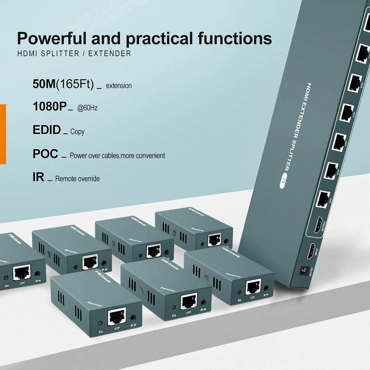 HDMI-сплиттер 1x2 с ИК-пультом, 1080P, передача до 50 м