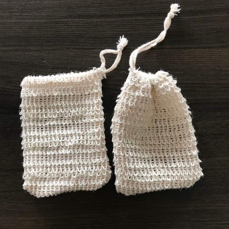 C020 Custom Bathroom Natural Hemp Sisal Soap Bag Mesh Soap Scrubber Bag