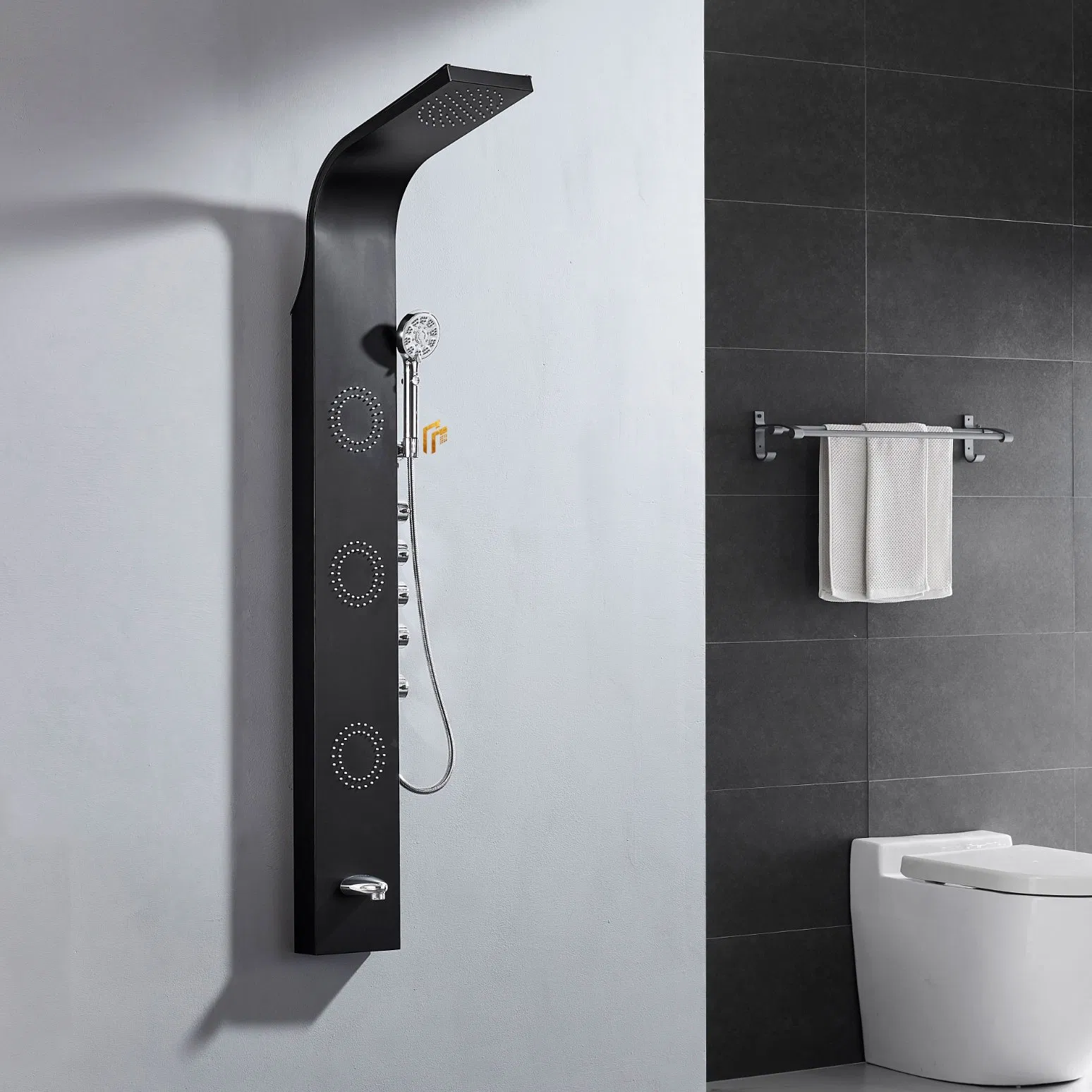 Factory Direct Price Modern Matte Black SUS304 Bath Shower Fixtures System Set Kit Tower Panel with Handheld