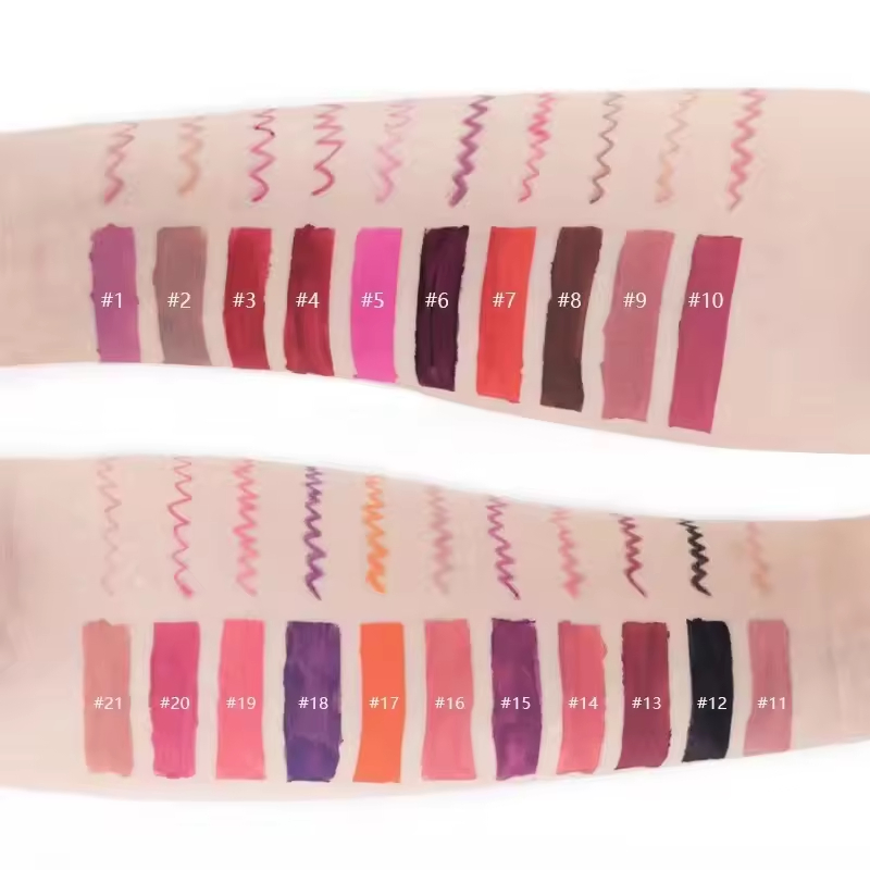 No Logo 21 Colors Lipliner and Lipgloss Set Customization Private Label Lip Pencil Lip Gloss Lip Line Lipstick Set