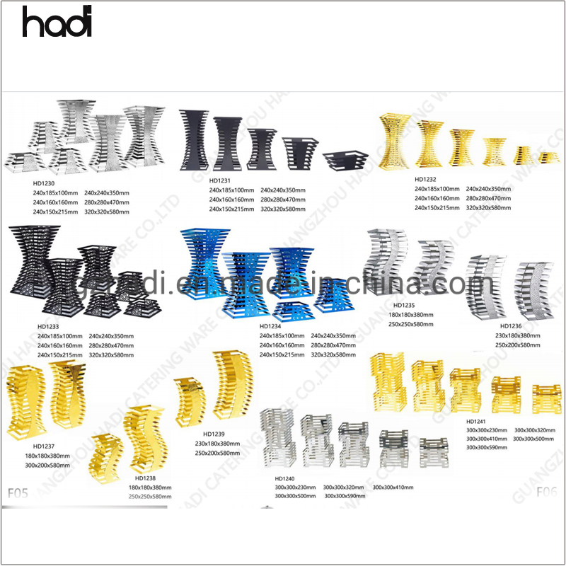 Hadi Luxury Catering Utensils Stainless Ssteel Buffet Ware Elevation Dessert Table Risers Modern Display Racks Square Buffet Food Display Stand Wedding