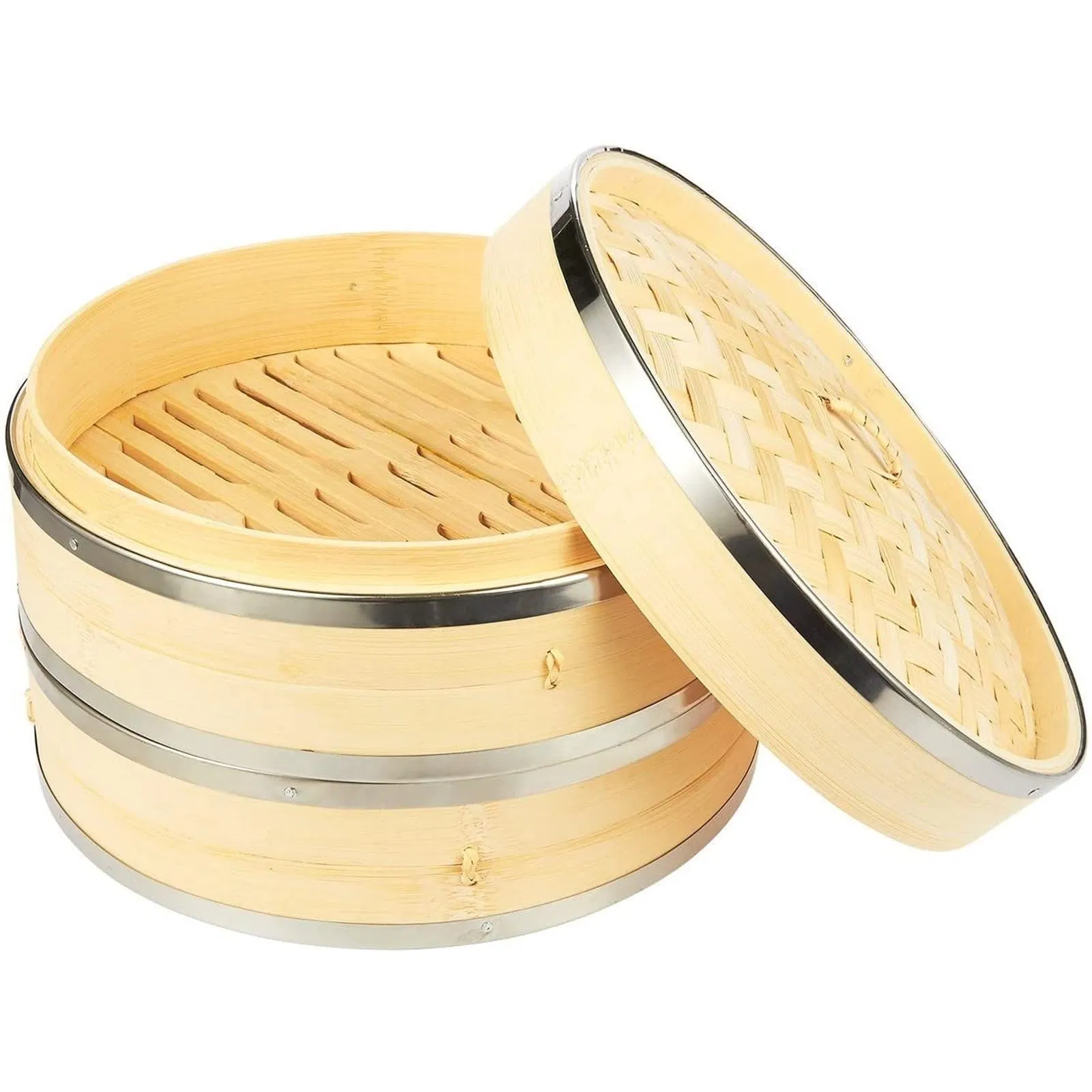 Premium 10-Inch Bamboo Steamer with Steel Support Rings