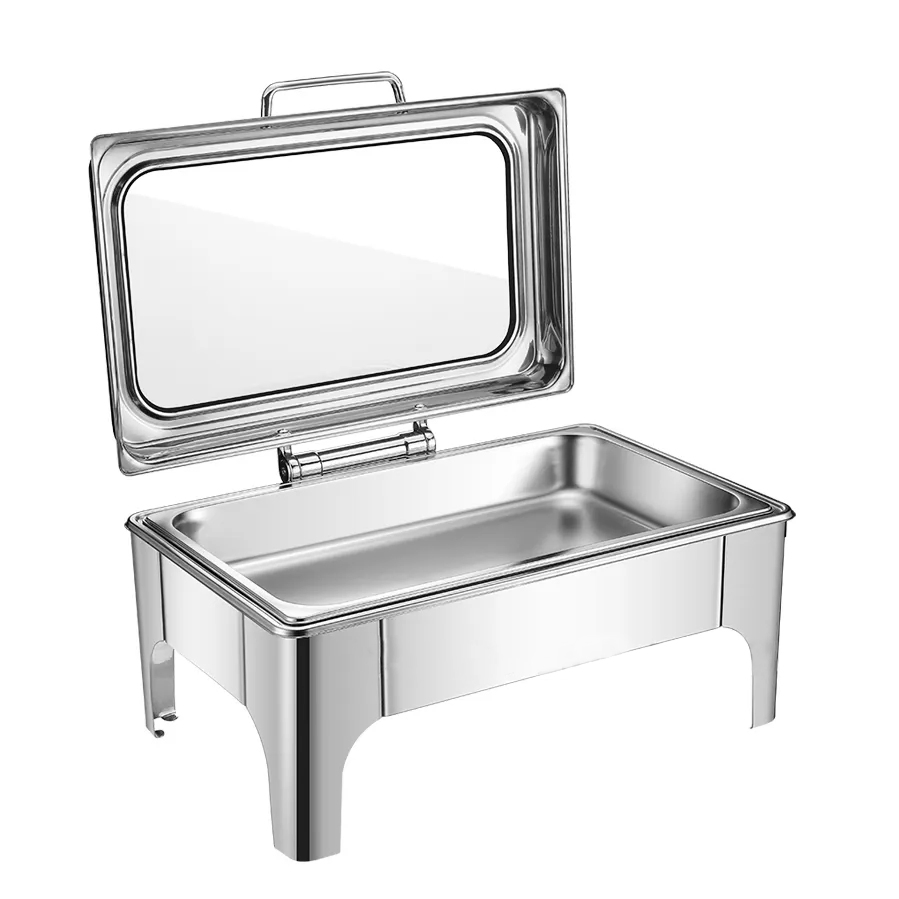 9 Litre Arabic Rectangle Hydraulic Catering Stainless Steel Chafing Dish Buffet Set Luxury Hotel Restaurant Food Warmers