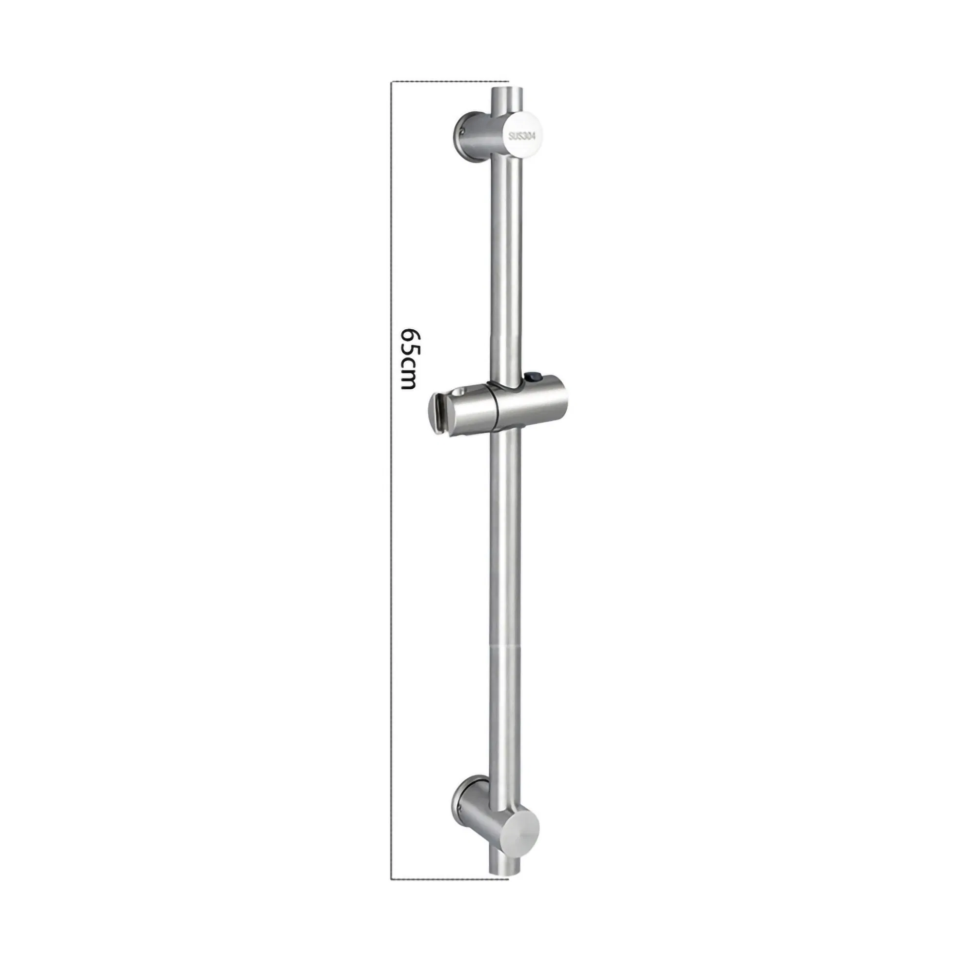 65cm SUS304 Brushed Stainless Steel Shower Slide Bar, Adjustable Bathroom Shower Riser Rail with Shower Head Holder