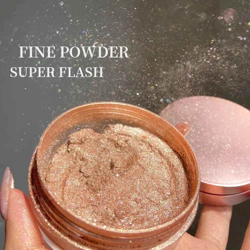 Shimmer Super Flash Long Lasting Oil Control Shiny Loose Highlighter Fine Powder Packaging with Puff