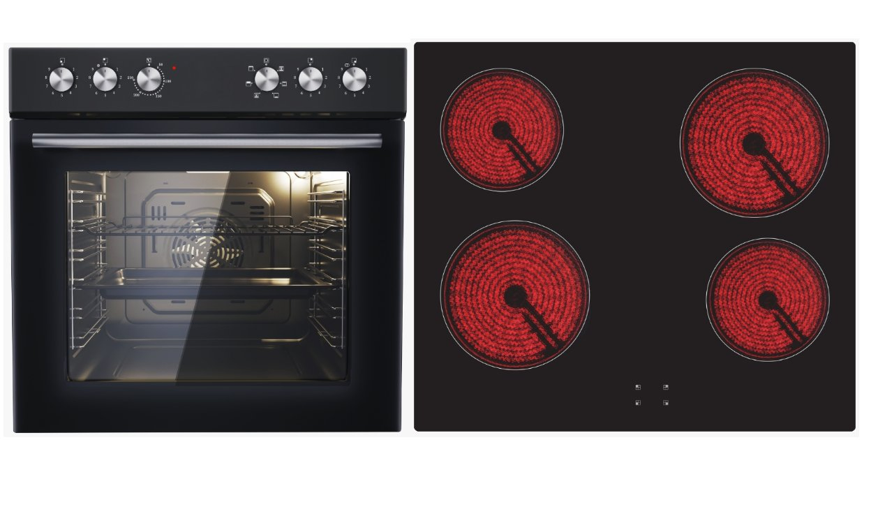 Combi Built-in Oven (6 function, black) & Built-in 60cm Ceramic Cook Top