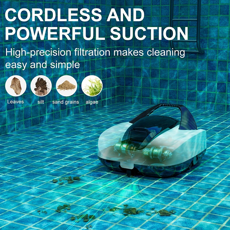 12V Displacement 4-6m3 Underwater Cordless Swimming Pool Cleaner for Robotic Vacuum (RSPC005)