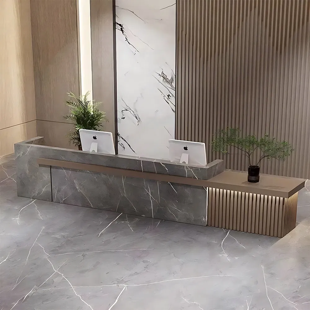Sleek Modern White Artificial Stone Reception Desk for Sale