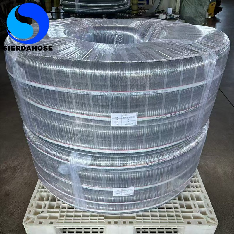 Transparent PVC Spring Hose PVC Spiral Steel Wire Hose for Water Oil Powder Suction Discharge Conveying and Irrigation System