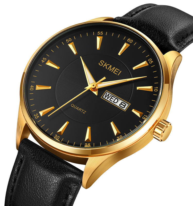 Relojes Quartz 2075 Simple Luxurious Genuine Leather Strap Unique Watch