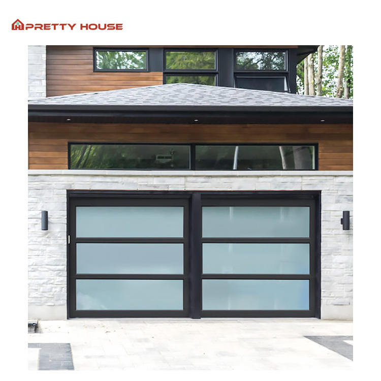 Automatic Aluminum Full View Tempered Glass Sectional Overhead Garage Doors