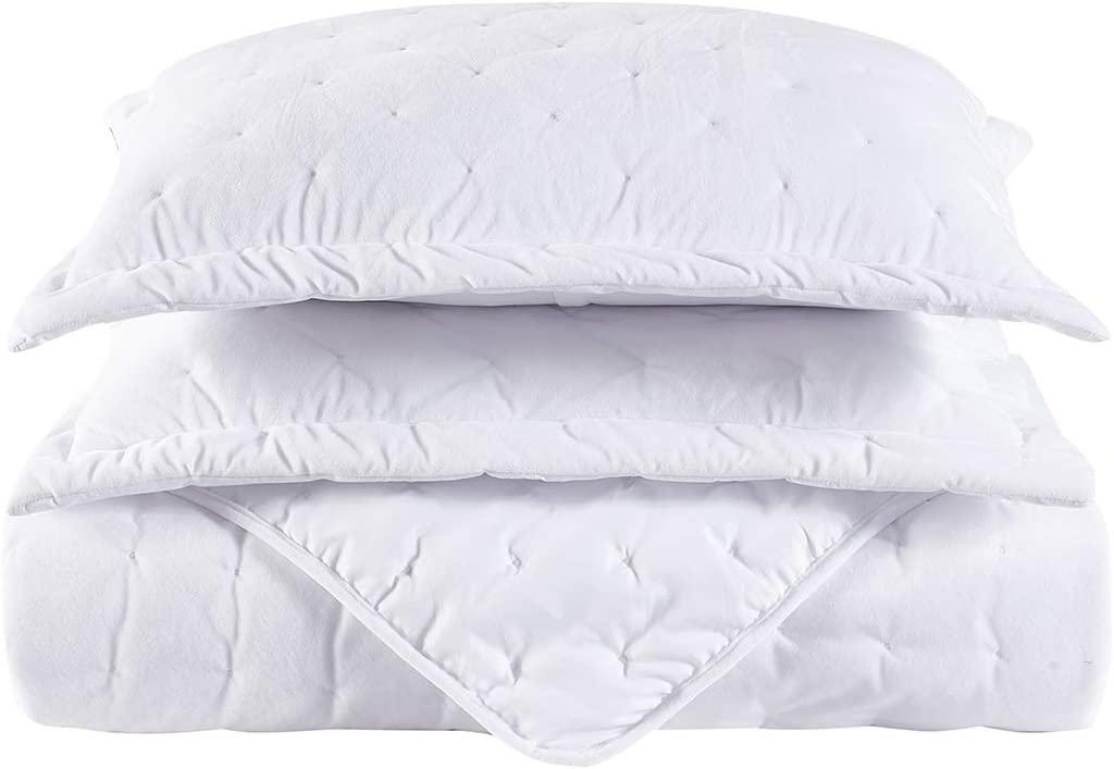 100% Velvet Quilt White Coverlet 2PC Set Oversized Luxury Quilt Twin