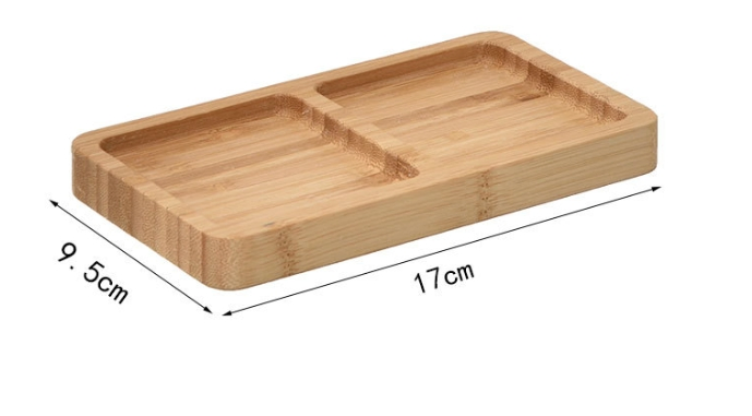 Bamboo Tray with 2 Compartments for Different Items Candy Storage