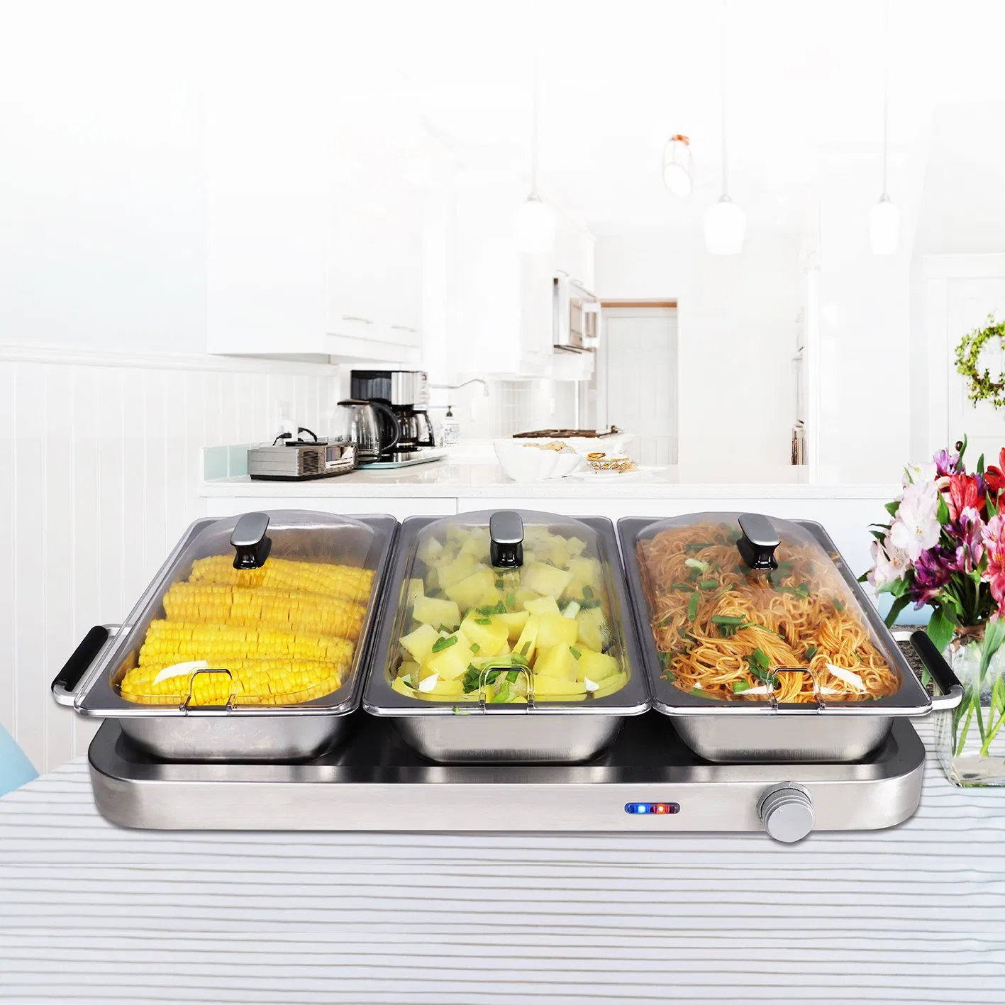 Large Buffet Warmer and Warming Plate, 7.5L, Stain Steel Pans