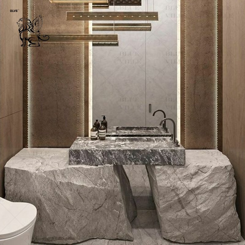 Luxury Home Decoration Wall Hung Natural Stone Sink Bathroom Hotel Marble Wash Basin Manufacturer