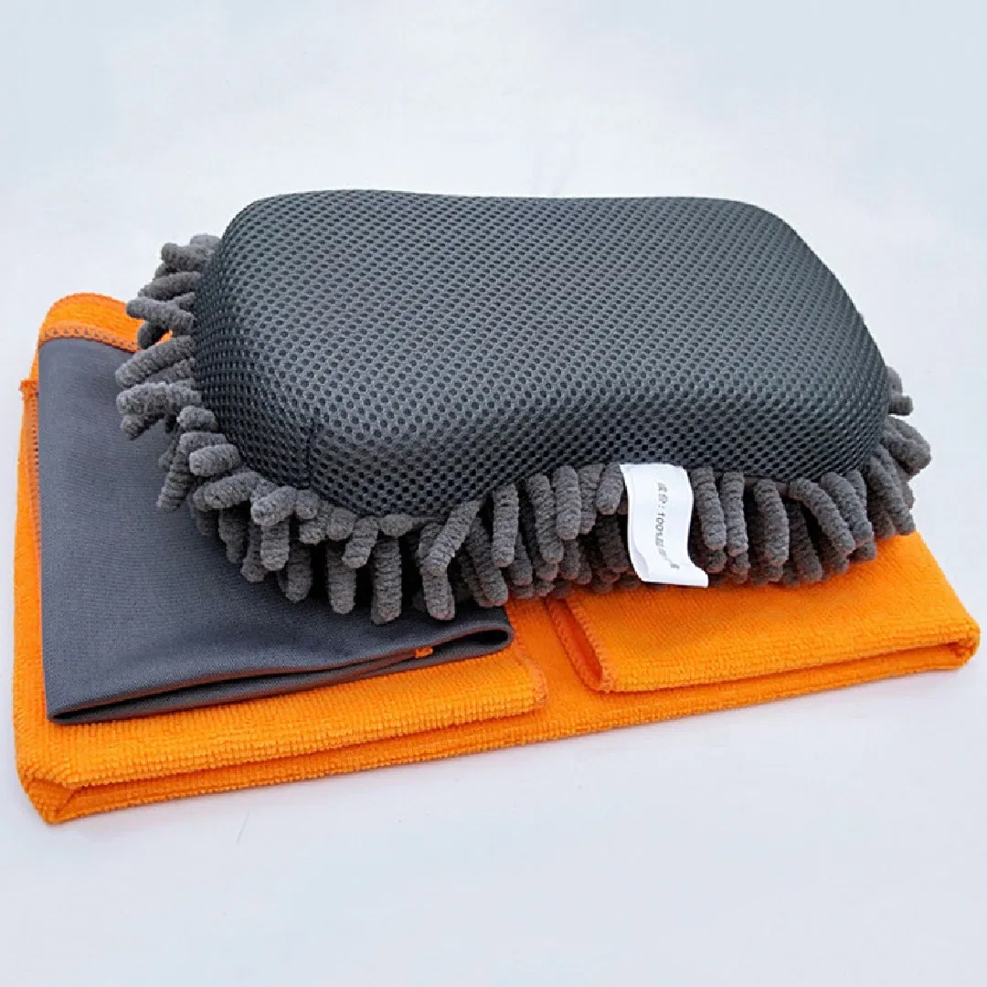 Microfiber Wash Car Cleaning Products Towel Sponge Wash Mitt Brush Kit