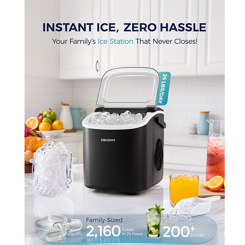 Efficient Compact Portable Ice Maker Machine for Home Kitchen Countertops