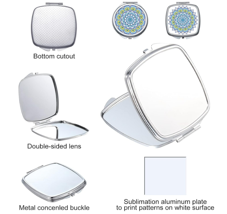 Bulk Sublimation Compact Mirrors Foldable Double-Sided Travel Makeup Mirrors