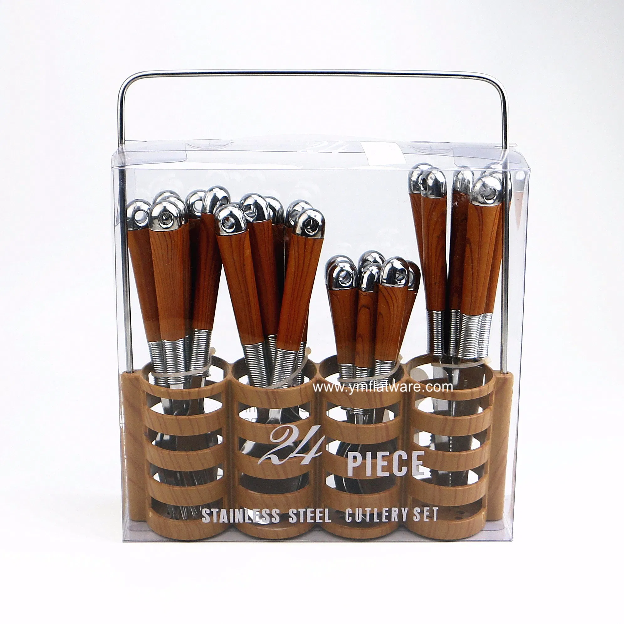 Popular Wooden Printing Hanging Stainless Steel Plastic Handle Flatware