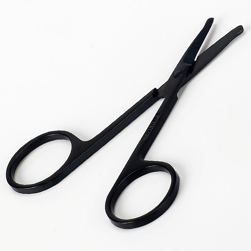 Small Beauty Trimming Black Tweezers Eyebrow Stainless Steel Eyelash Scissors