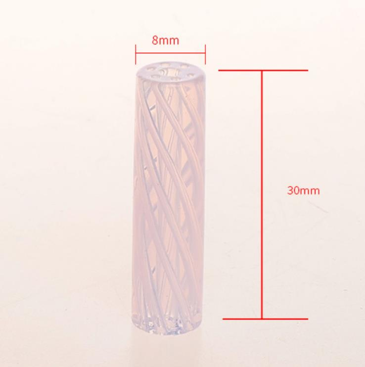 D8*H30mm 7 Holes Colorful Spiral Smoking Glass Tips Smoke Glass Joint Filter Tips