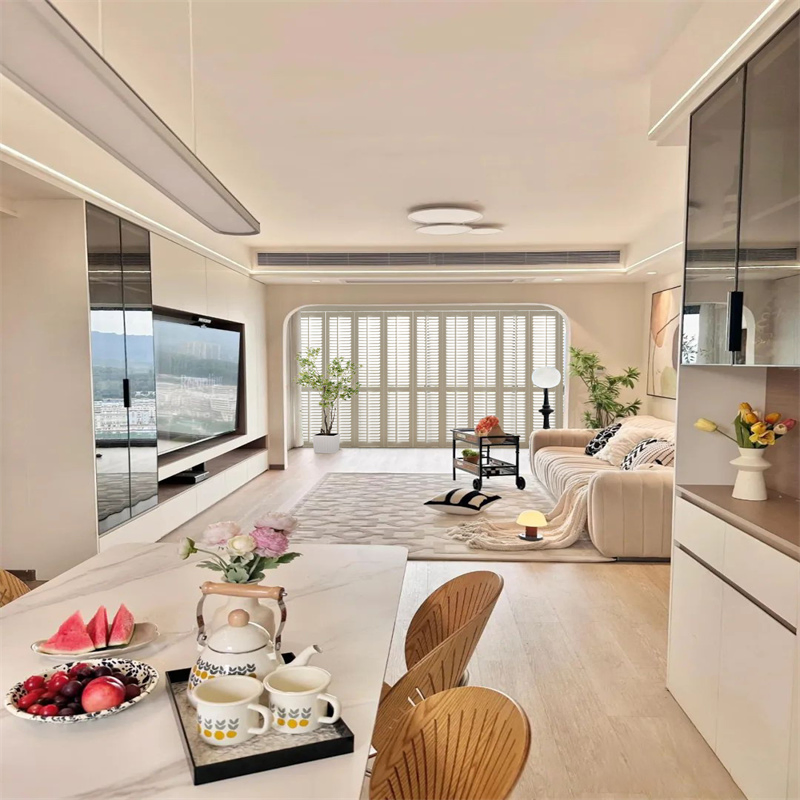 Painted Wood Plantation Shutter Basswood Louver for Kitchen Living Room Bathroom Bedroom Horizontal