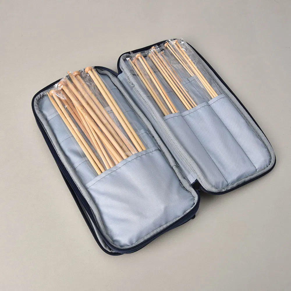 91PCS Single Pointed Bamboo Knitting Needles Knitting and Crochet Hook Set in Case