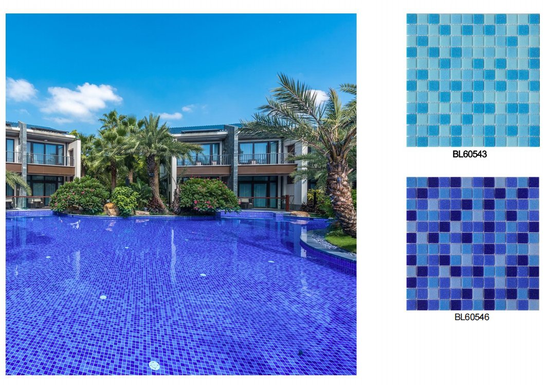 Голубая стеклянная мозаика 300x300 мм для бассейна и ванной