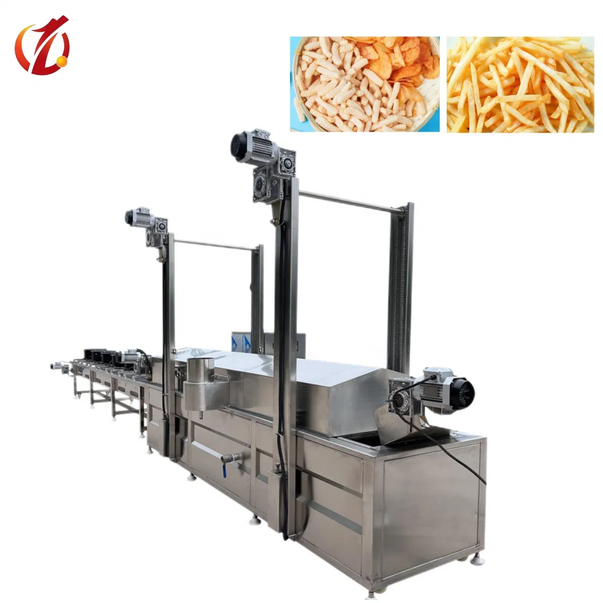 2024 Manufacturer Continuous Belt Fryer Fried Drumstick and Chicken Nuggets Frying French Fries Fryer Machine